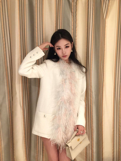 Oct. 典藏理想系列 鴕鳥毛定染編織廓形西裝外套