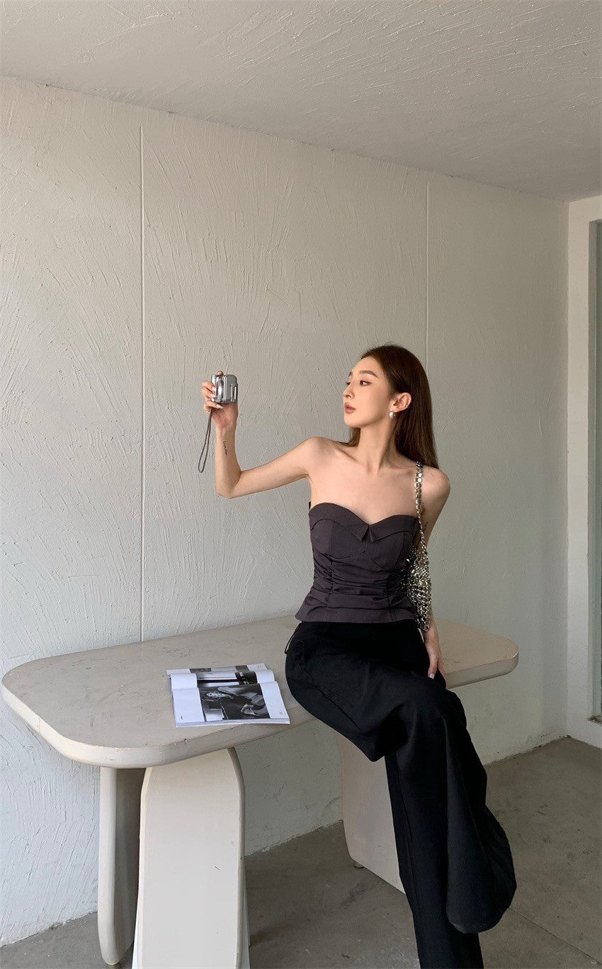 25Jul. 高級西裝修身抹胸（帶胸墊）灰