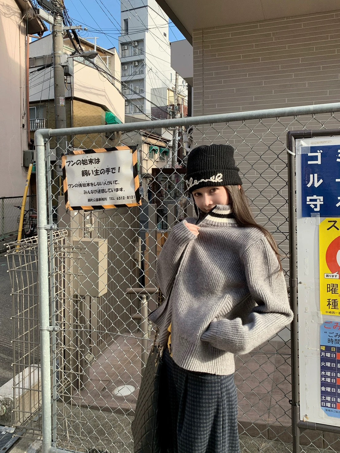 25Nov. 英倫留學生復古撞色針織拉鍊外套 灰