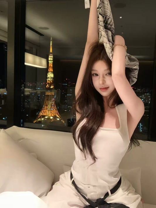 26Jul. 美感穿不膩彈力工字背心 粉/白/黑