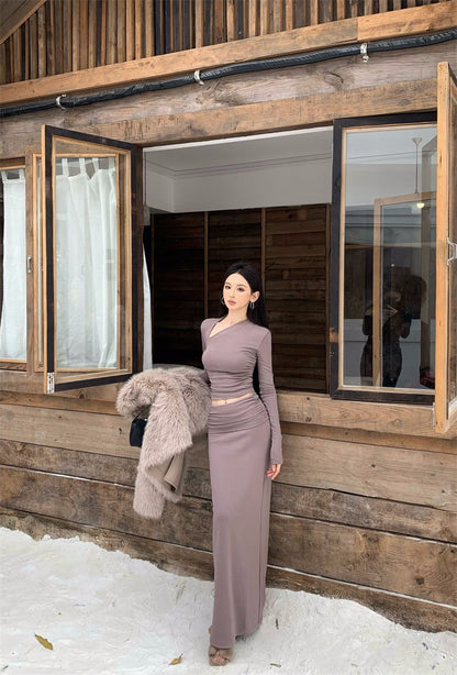 26Jan. 好身材有氧2.0不規則設計感休閒褲/半身裙套裝 卡灰