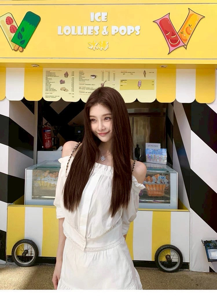 25Aug. 天使之吻初戀白色荷葉一字領套裝