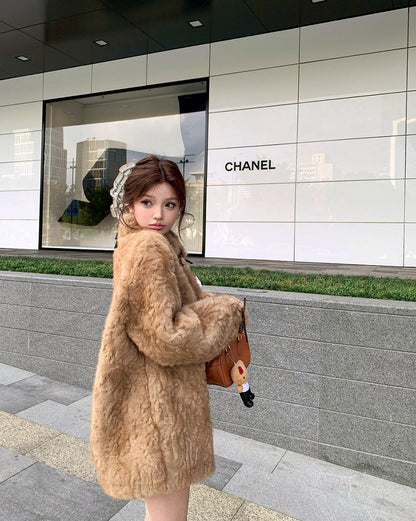 25Dec. Teddy熊毛毛韓系柔軟寬鬆外套 泰迪棕/灰