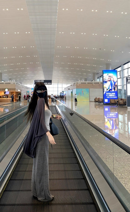 25Aug. 韓韓柔軟仿麻定染條紋休閒褲 淺灰