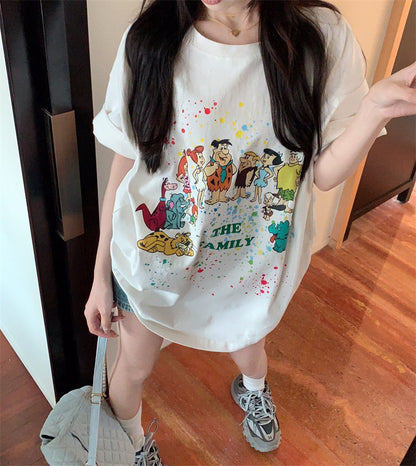 25Dec. 摩登原始人卡通印花寬鬆上衣