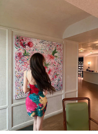 26Jul. 歐美時髦印花渡假小短裙