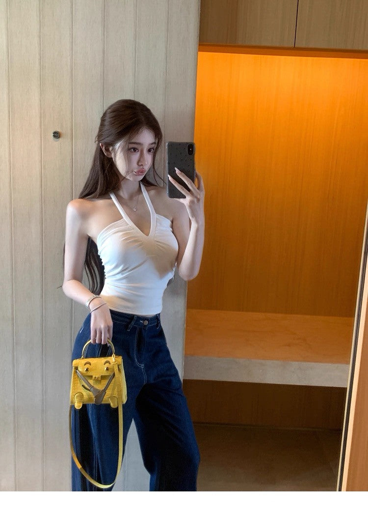 25Aug. Jennie同款純慾綁帶背心 白/藏藍