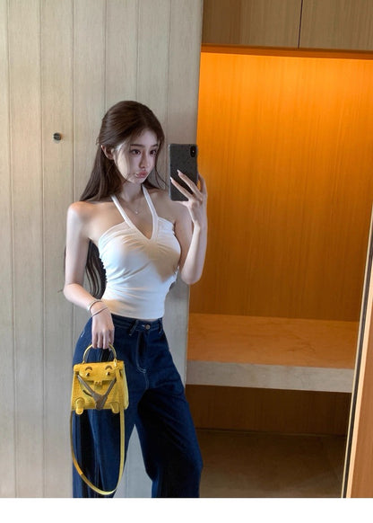 25Aug. Jennie同款純慾綁帶背心 白/藏藍