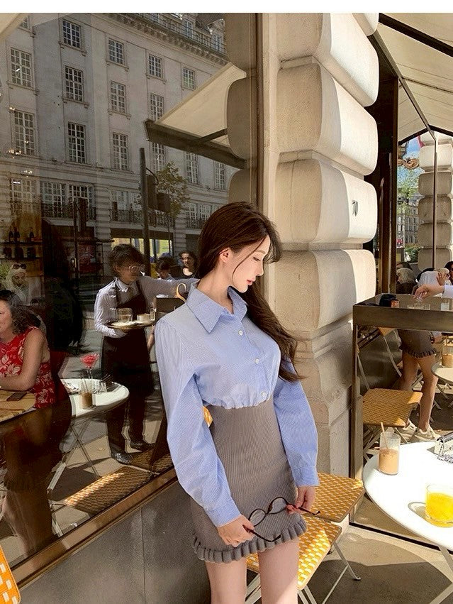 25Oct. 佛羅詠歌 純慾秘書感異材質拼接裙