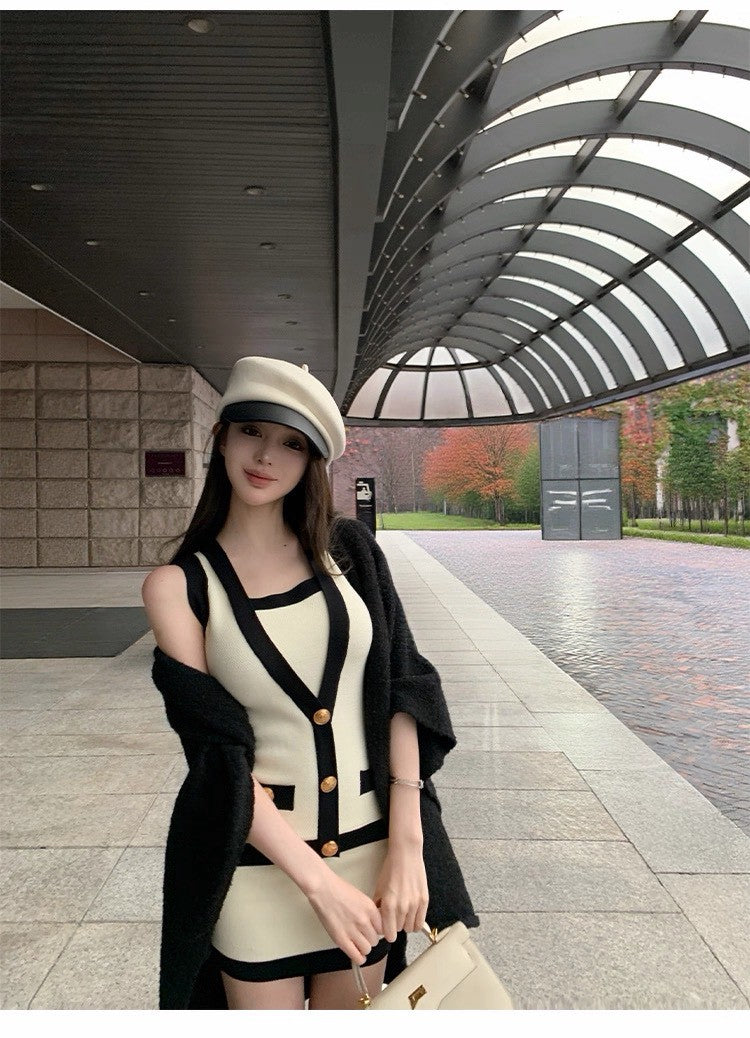 25Dec. 巴智法式優雅撞色針織包臀裙