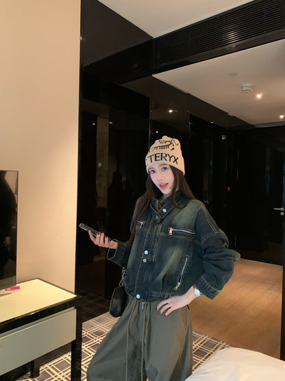 25Dec. 美式特調復古立領刷色牛仔外套