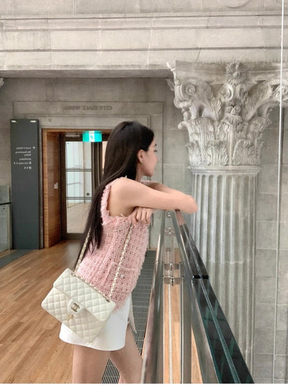 25Oct. 小香手工坊COCO粉色粗針鬚邊針織馬甲