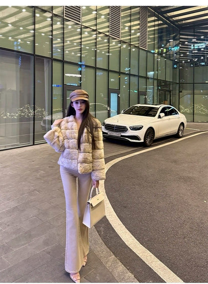 26Jan. 卡其韓女假兩件式繫帶羊毛上衣 高彈力大長腿喇叭褲 奶茶