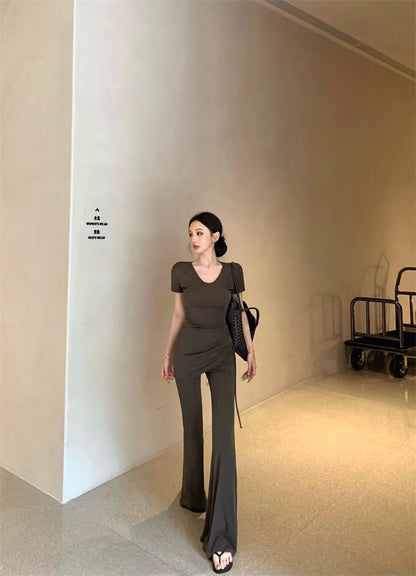 25Jul. 「瘦沒了」簡約韓系休閒系列休閒褲套裝 咖