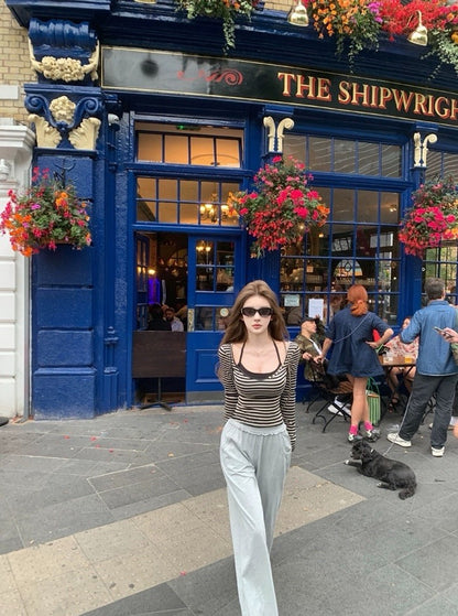 25Nov. 慵懶休閒桃心疊穿上衣 條紋