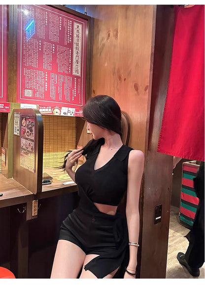 25Jul. 韓女性感純欲綁帶縷空V領背心