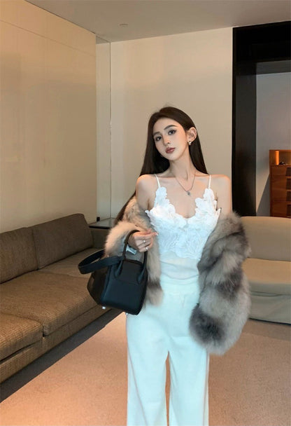 25Jul. 法式氣質花瓣背心開衫兩件套