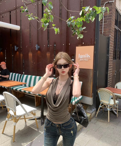 Mar. 野性代碼 美系辣妹蘯領背心 綠