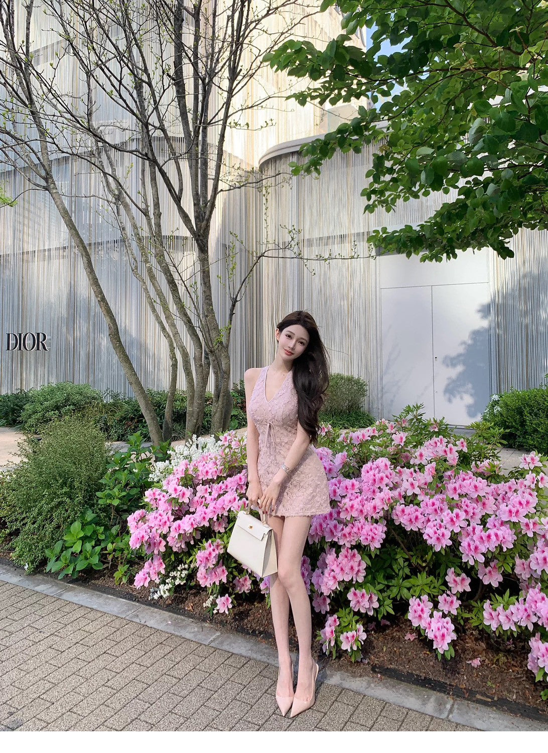 26Jun. Doll莉立體花蕾絲氣質連身裙 粉
