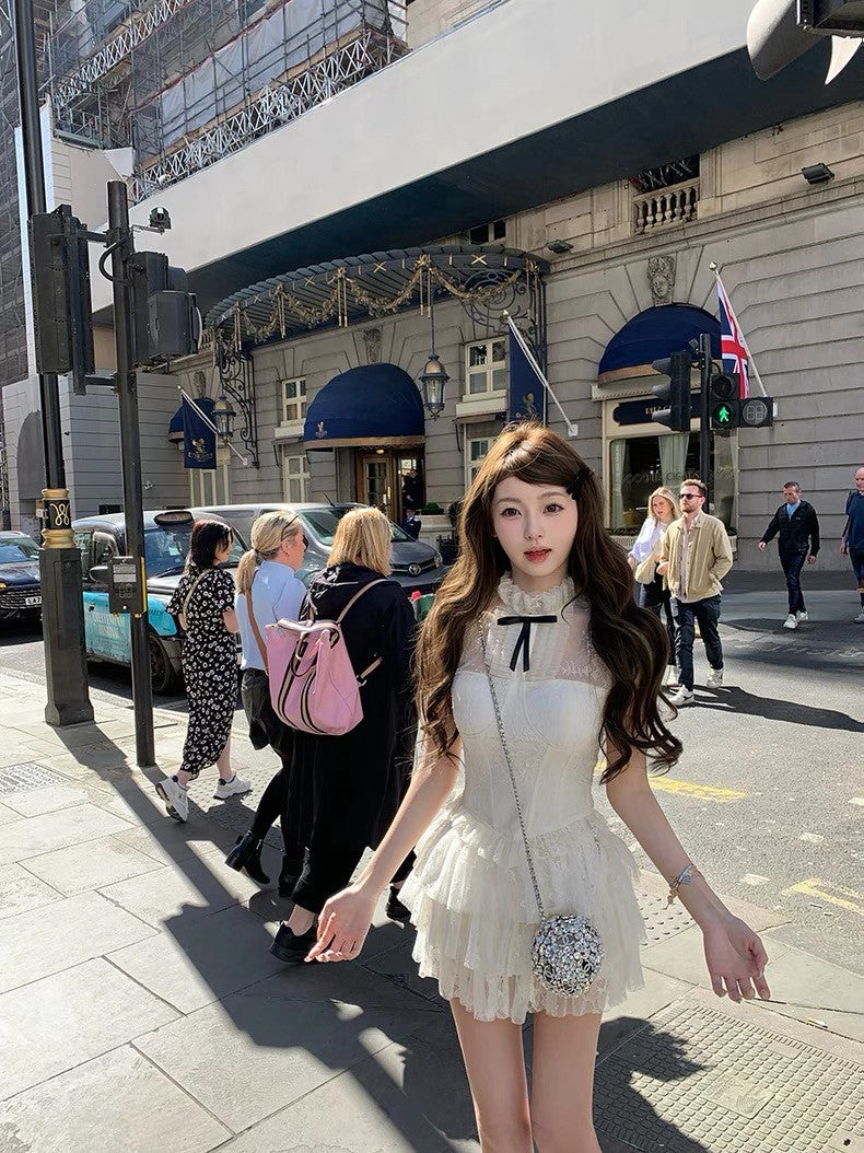 Jun. 法式公主 復古氣質蕾絲蛋糕裙套裝