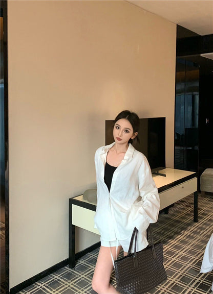 Jun. 休閒呼吸衫 N次穿不膩寬鬆襯衫上衣 抽繩短褲