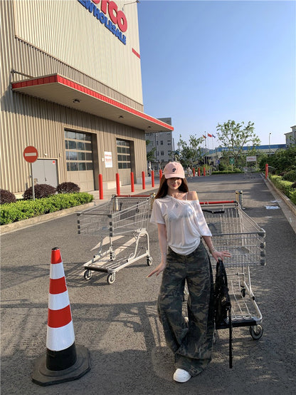 Jun. DITA美式甜酷百搭迷彩工裝褲