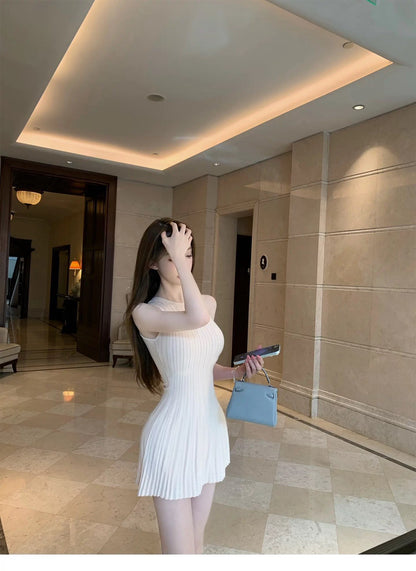 26Sep. 溫婉如玉 純慾收腰壓褶感針織裙 蜜桃粉