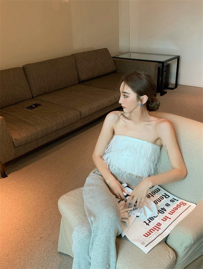 25Nov. 辣妹流蘇短款抹胸上衣 白/黑