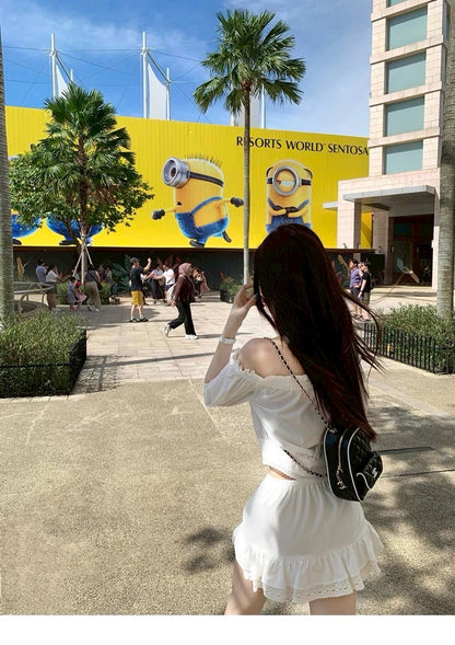 25Aug. 天使之吻初戀白色荷葉一字領套裝