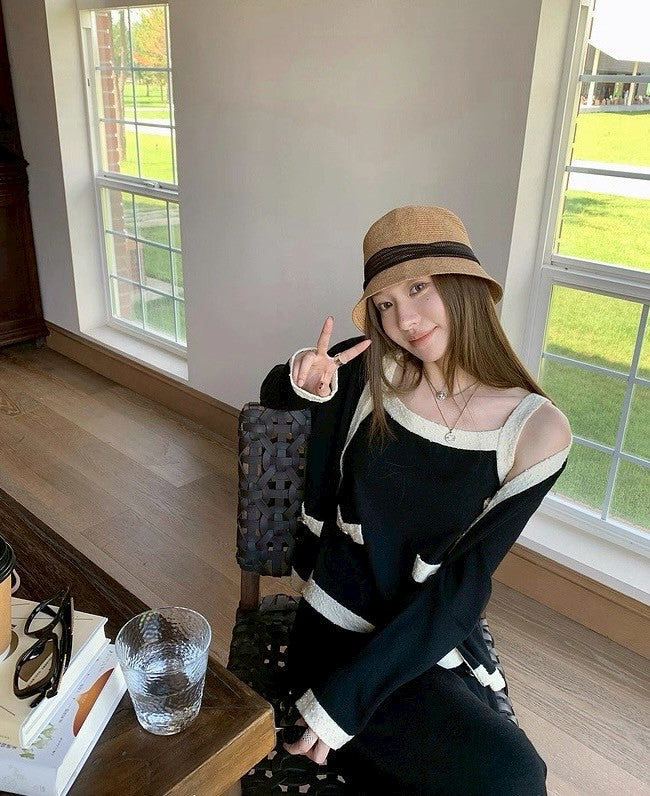 25Sep. 25a小香黑白撞色長款外套