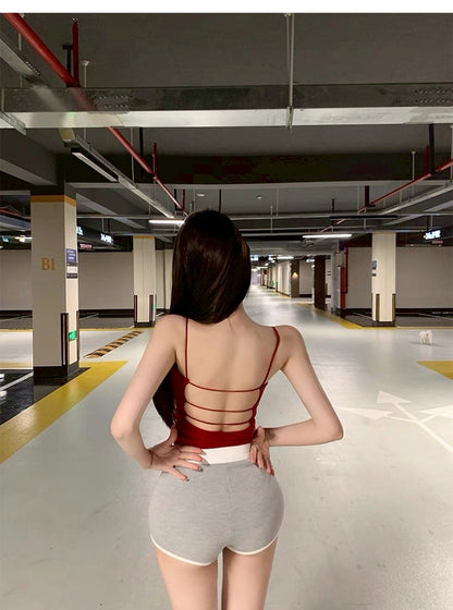 May. 一件搭所有 休閒簡約拼色短褲 灰拼白