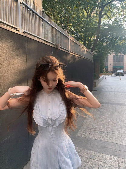 25Aug. 蒂絲學姐條紋修身收腰背心短褲套裝