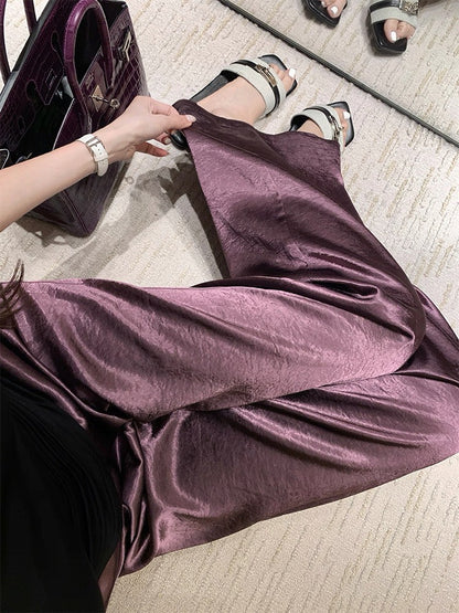 25Aug. 幸運紫絲滑醋酸休閒褲 紫