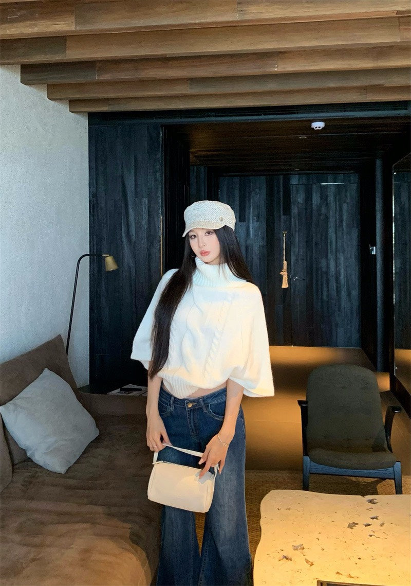 25Nov. 加厚溫柔韓系兩穿麻花針織上衣 米白/卡色
