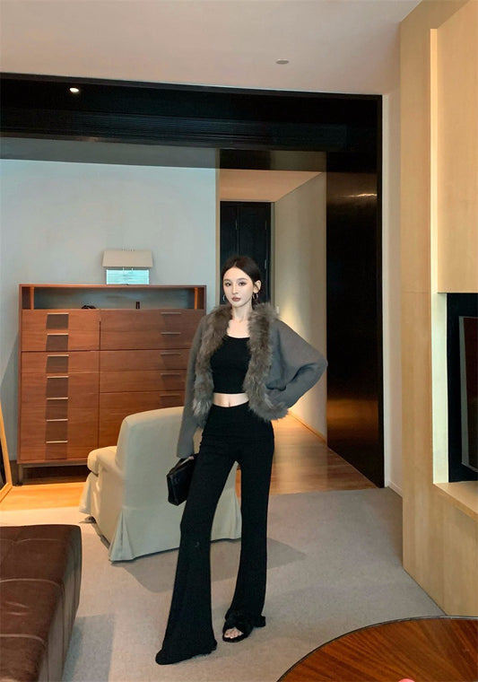 25Dec. 慕斯奶皮糯感毛毛外套 懶人休閒褲套裝 深色系