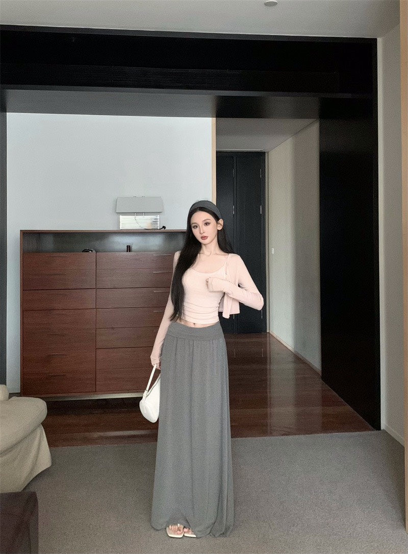 25Nov. 粉系列-基礎通勤百搭單品多色選上衣/灰色棉質半身裙