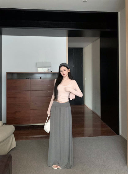 25Nov. 粉系列-基礎通勤百搭單品多色選上衣/灰色棉質半身裙