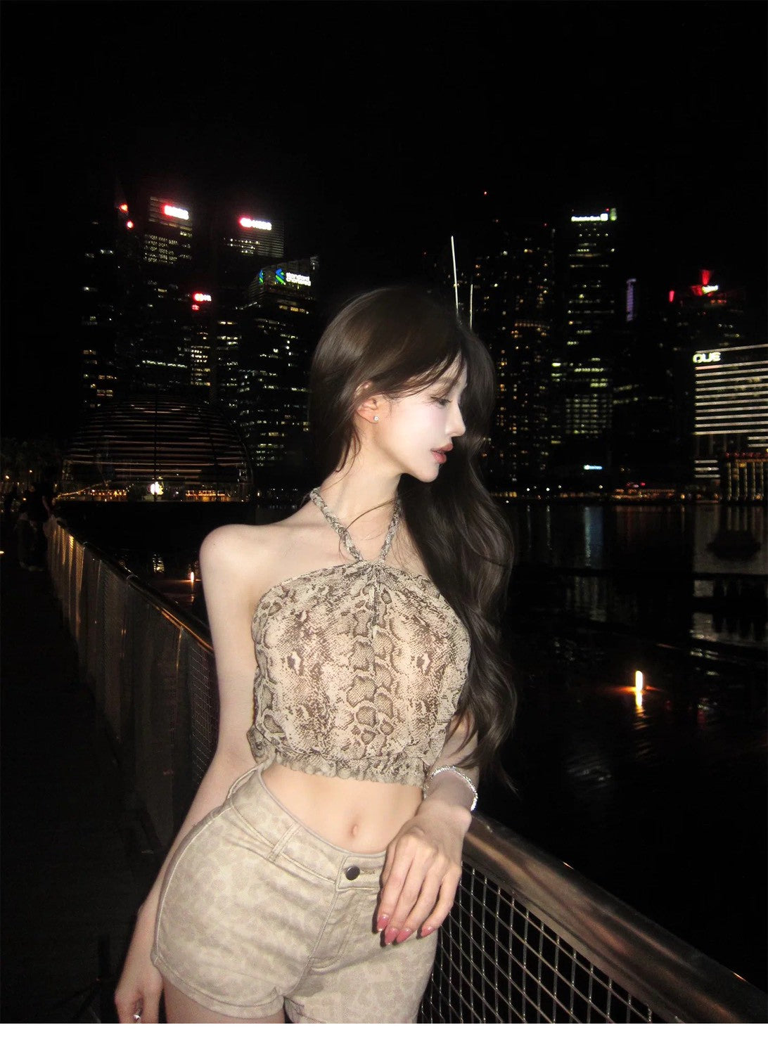 26Jul. 美式辣妹豹紋短款掛脖背心