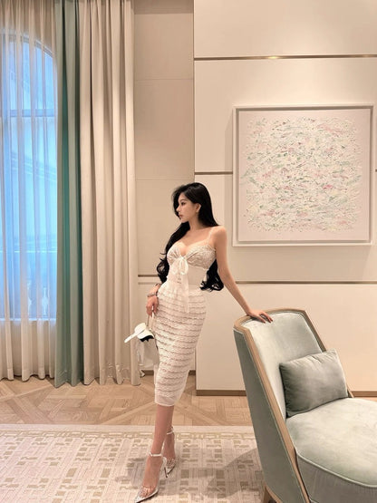 25Sep. Valentin*蕾絲蝴蝶綁帶top 白