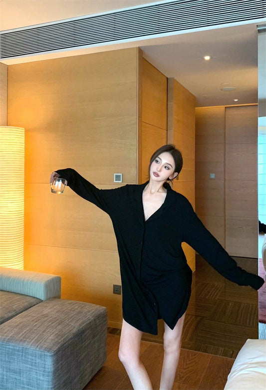 25Jul. slumber party簡約老錢3版型居家服 黑