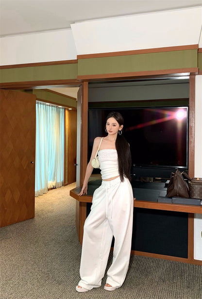 26Apr. 性感亮片抹胸 鬆緊重磅休閒褲 白/黑