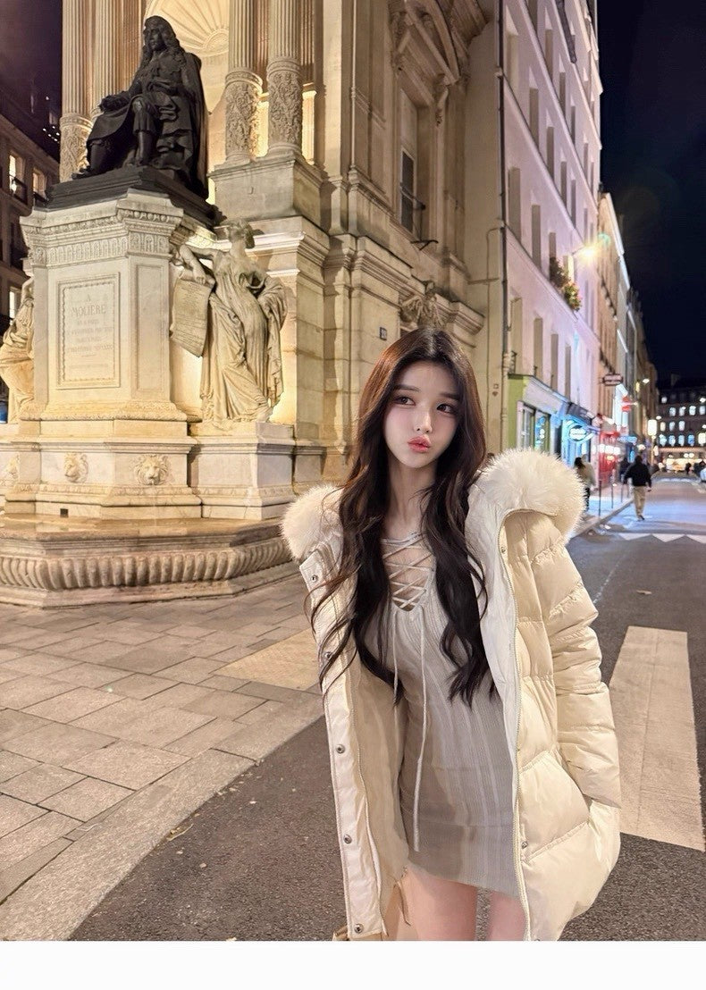 26Jan. 優雅英女 純慾交叉綁繩V領針織連身裙 灰