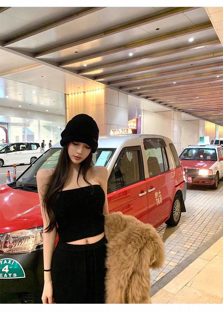 25Dec. 美式辣妹粗針百搭彈力抹胸 黑