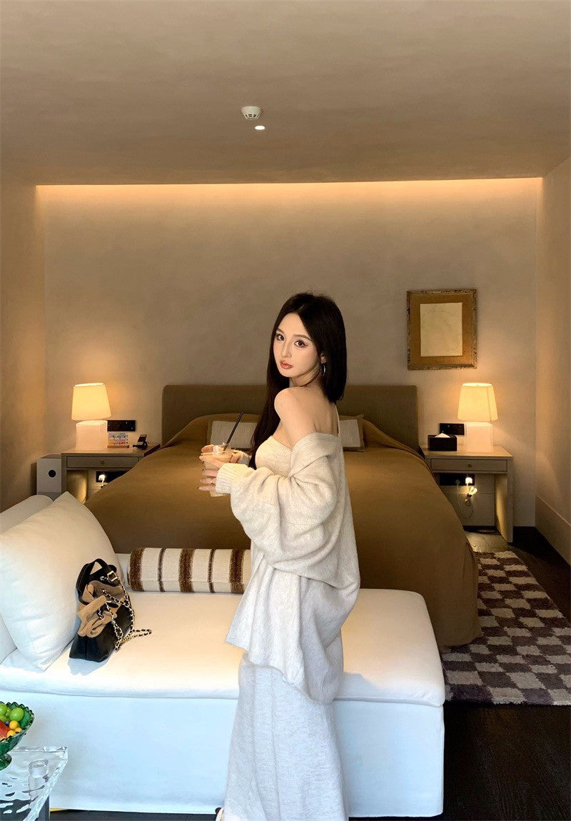 25Dec. 芬蘭午茶慵懶針織三件套 杏