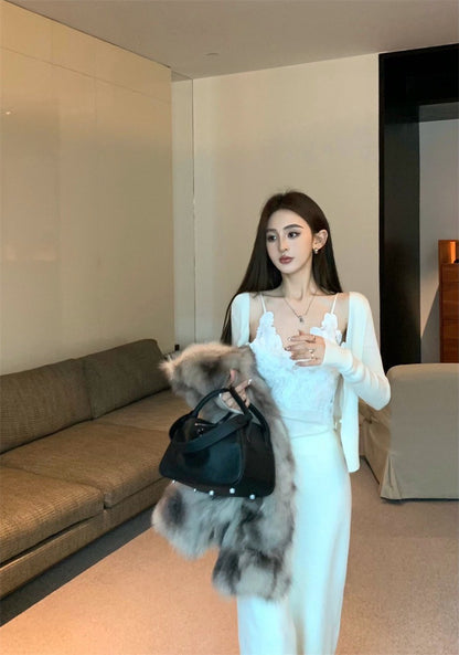 25Jul. 法式氣質花瓣背心開衫兩件套