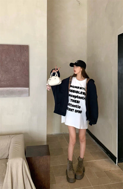 25Jul. 休閒時髦精 格紋拼接連帽外套 藏藍