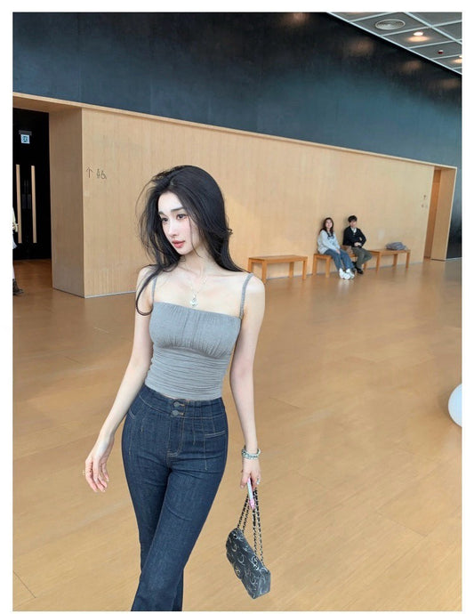 25Nov. 復古提臀修身高腰喇叭褲 深藍