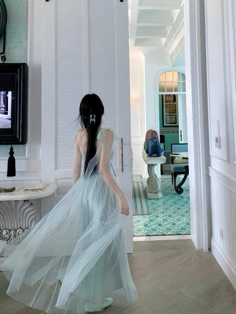 25Aug. 綠野仙蹤薄荷漫綠網紗渡假洋裝