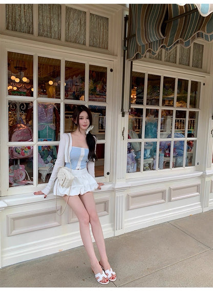 25Sep. 海鹽蘇打甜美針織抹胸2件組 花苞高腰裙