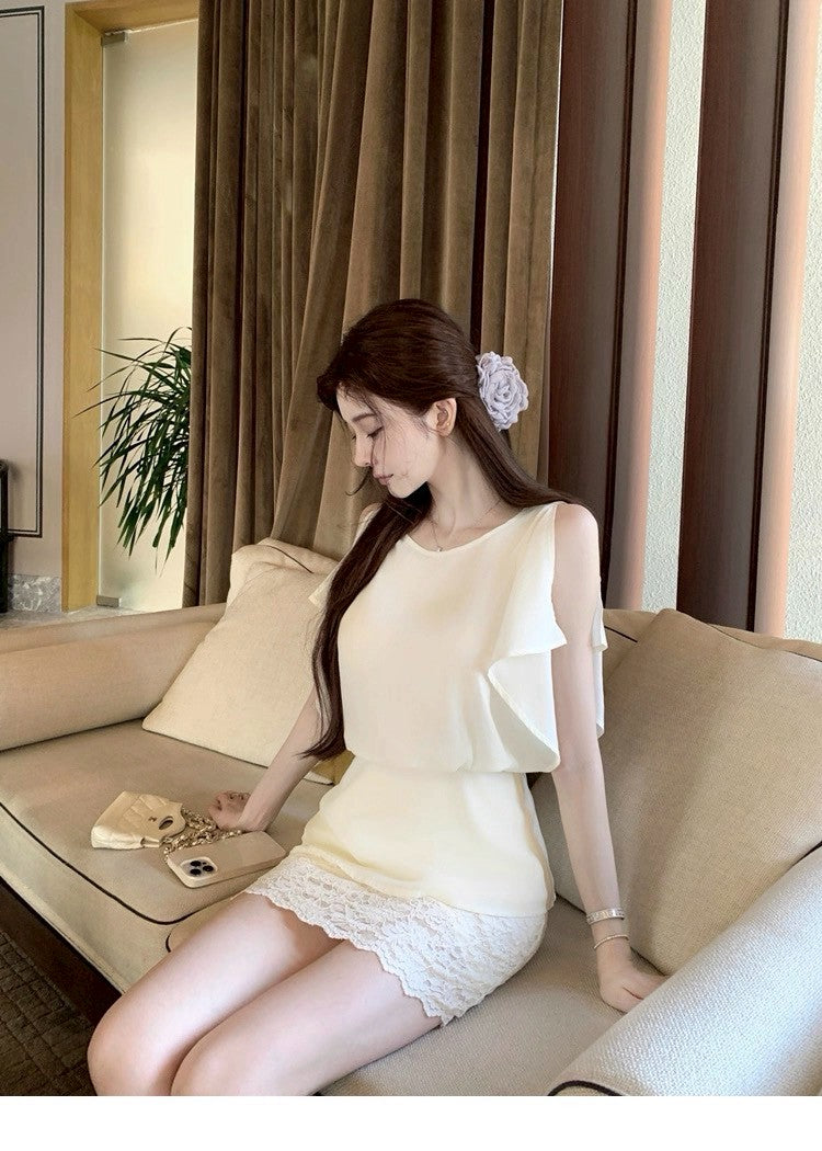 25Aug. 鬆弛老錢氣質荷葉收腰上衣